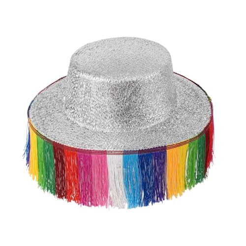 FACAILUO Schimmernde Hüte mit regenbogenfarbenen Fransen für Bälle, Bankette, Partys, Regenbogenfarben, Hüte für Erwachsene von FACAILUO