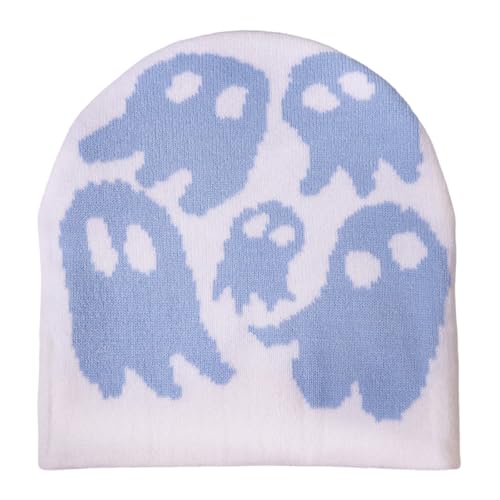 FACAILUO Unisex Vielseitiger stilvoller Totenkopf-Hut gestrickter Hip-Hop-Hut für Damen und Herren, Bild-Requisiten, Spekter, trendig, Halloween-Party von FACAILUO