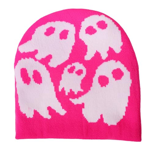 FACAILUO Unisex Vielseitiger stilvoller Totenkopf-Hut gestrickter Hip-Hop-Hut für Damen und Herren, Bild-Requisiten, Spekter, trendig, Halloween-Party von FACAILUO