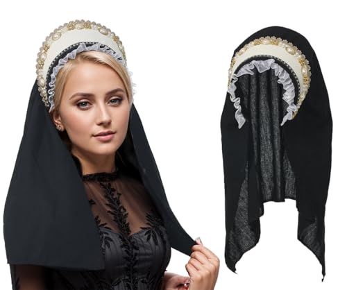FAD-4U Anne Boleyn Hut Tudor Giebelhaube Kappe Elizabethanische Kopfbedeckung Renaissance Kostüm Kopfschmuck für Frauen Cosplay Party FAD-4U Anne Boleyn Hut Tudor Giebelhaube Kappe Elizabethanische Kopfbedeckung Renaissance Kostüm Kopfschmuck für Frauen Cosplay Party von FAD-4U