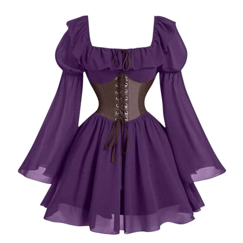 FAD-4U Damen Mittelalter Renaissance Kostüm Kleid Puffärmel Korsett Taille Vintage Gothic Party Kleid Halloween Cosplay Outfit FAD-4U Damen Mittelalter Renaissance Kostüm Kleid Puffärmel Korsett Taille Vintage Gothic Party Kleid Halloween Cosplay Outfit von FAD-4U