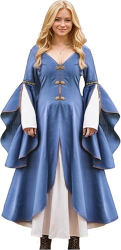 Mittelalterliche Renaissance-Robe für Damen, Langes Umhangkleid mit V-Ausschnitt und Glockenärmeln, bodenlangen Kostümmantel für Halloween, Cosplay, Gothic-Fantasie, Tudor, Reenactment Mittelalterliche Renaissance-Robe für Damen, Langes Umhangkleid mit V-Ausschnitt und Glockenärmeln, bodenlangen Kostümmantel für Halloween, Cosplay, Gothic-Fantasie, Tudor, Reenactment von FAD-4U