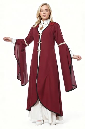 Mittelalterliche Renaissance-Robe für Damen, Langes Umhangkleid mit V-Ausschnitt und Glockenärmeln, bodenlangen Kostümmantel für Halloween, Cosplay, Gothic-Fantasie, Tudor, Reenactment Mittelalterliche Renaissance-Robe für Damen, Langes Umhangkleid mit V-Ausschnitt und Glockenärmeln, bodenlangen Kostümmantel für Halloween, Cosplay, Gothic-Fantasie, Tudor, Reenactment von FAD-4U