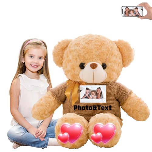 FAHOXUMR 100 cm Teddybär Groß Personalisiert ValentinsGeschenke, 100 cm Großer Teddybär mit Namen Foto als Geschenk Weihnachten ValentinsGeschenke für Männer Geburtstagsgeschenk (100 cm) von FAHOXUMR