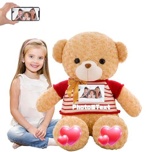 FAHOXUMR 100 cm Teddybär Groß Personalisiert ValentinsGeschenke, 100 cm Großer Teddybär mit Namen Foto als Geschenk Weihnachten ValentinsGeschenke für Männer Geburtstagsgeschenk (100 cm) von FAHOXUMR