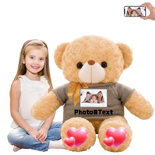 FAHOXUMR 100 cm Teddybär Groß Personalisiert ValentinsGeschenke, 100 cm Großer Teddybär mit Namen Foto als Geschenk Weihnachten ValentinsGeschenke für Männer Geburtstagsgeschenk (100 cm) von FAHOXUMR