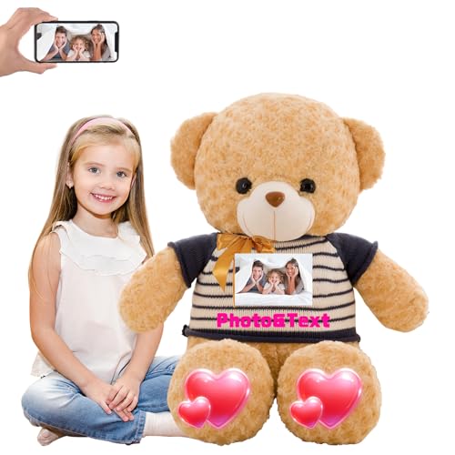 FAHOXUMR 100 cm Teddybär Groß Personalisiert ValentinsGeschenke, 100 cm Großer Teddybär mit Namen Foto als Geschenk Weihnachten ValentinsGeschenke für Männer Geburtstagsgeschenk (100 cm) von FAHOXUMR