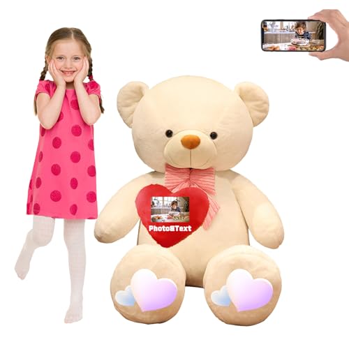 FAHOXUMR 100 cm Teddybär Groß Personalisierter Geschenke 100 cm XXL Teddybär mit Text Foto ValentinsGeschenke Geschenke für Weihnachten Geburtstagsgeschenk Es Mir Leid Geschenke für sie (100 cm) von FAHOXUMR