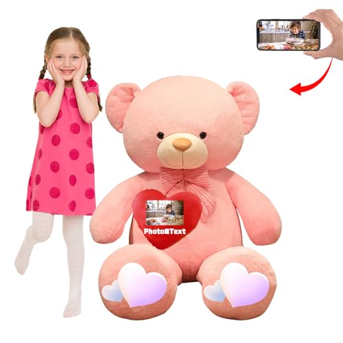 FAHOXUMR 100 cm Teddybär Groß Personalisierter Geschenke 100 cm XXL Teddybär mit Text Foto ValentinsGeschenke Geschenke für Weihnachten Geburtstagsgeschenk Es Mir Leid Geschenke für sie (100 cm) von FAHOXUMR