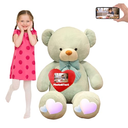 FAHOXUMR 100 cm Teddybär Groß Personalisierter Geschenke 100 cm XXL Teddybär mit Text Foto ValentinsGeschenke Geschenke für Weihnachten Geburtstagsgeschenk Es Mir Leid Geschenke für sie (100 cm) von FAHOXUMR