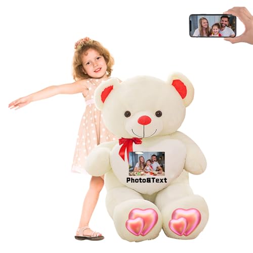 FAHOXUMR 120 cm Teddybär Groß XXL Personalisierter Geschenke XXL Teddybär 120 cm mit Text Foto als Geschenke für Weihnachten Geburtstagsgeschenk Es Mir Leid Geschenke für sie (120 cm) von FAHOXUMR