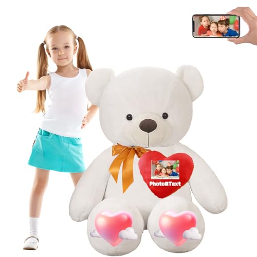 FAHOXUMR 160 cm Teddybär Groß Personalisiert ValentinsGeschenke, 160 cm Großer Teddybär XXL mit Namen Foto als Geschenk Weihnachten ValentinsGeschenke für Männer Abschluss Geschenk (160 cm) von FAHOXUMR