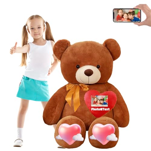 FAHOXUMR 160 cm Teddybär Groß Personalisiert ValentinsGeschenke, 160 cm Großer Teddybär XXL mit Namen Foto als Geschenk Weihnachten ValentinsGeschenke für Männer Abschluss Geschenk (160 cm) von FAHOXUMR