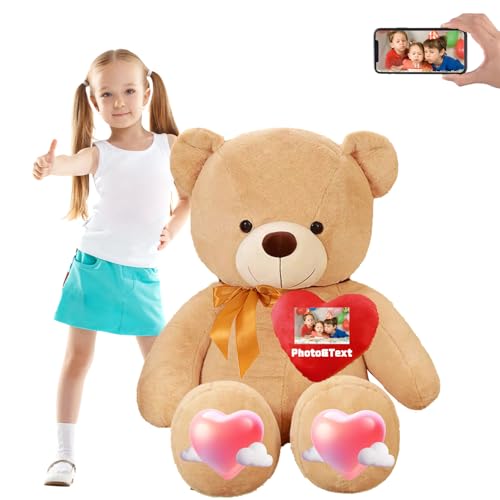 FAHOXUMR 160 cm Teddybär Groß Personalisiert ValentinsGeschenke, 160 cm Großer Teddybär XXL mit Namen Foto als Geschenk Weihnachten ValentinsGeschenke für Männer Abschluss Geschenk (160 cm) von FAHOXUMR