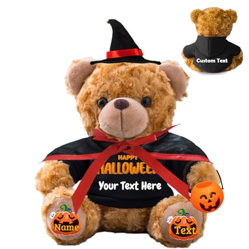 FAHOXUMR Halloween Spielzeug Teddybär für Kinder Erwachsene Plüschbär mit Foto+Text, Personalisierte Geschenke Teddybär als Geschenke für Halloween Dekoration (20 cm-Foto+Text) von FAHOXUMR