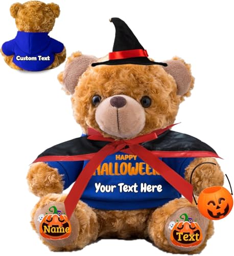 FAHOXUMR Halloween Spielzeug Teddybär für Kinder Erwachsene Plüschbär mit Foto+Text, Personalisierte Geschenke Teddybär als Geschenke für Halloween Dekoration (20 cm-Foto+Text) von FAHOXUMR