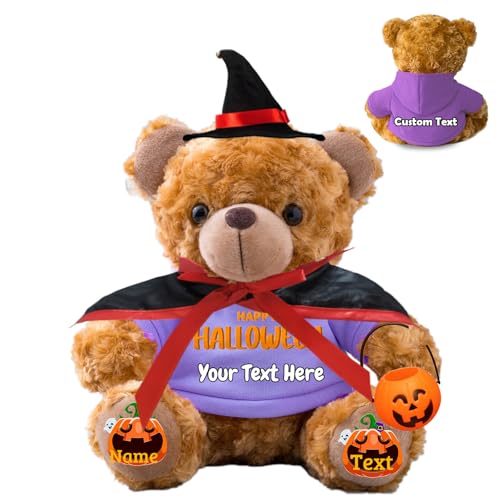 FAHOXUMR Halloween Spielzeug Teddybär für Kinder Erwachsene Plüschbär mit Foto+Text, Personalisierte Geschenke Teddybär als Geschenke für Halloween Dekoration (20 cm-Foto+Text) von FAHOXUMR