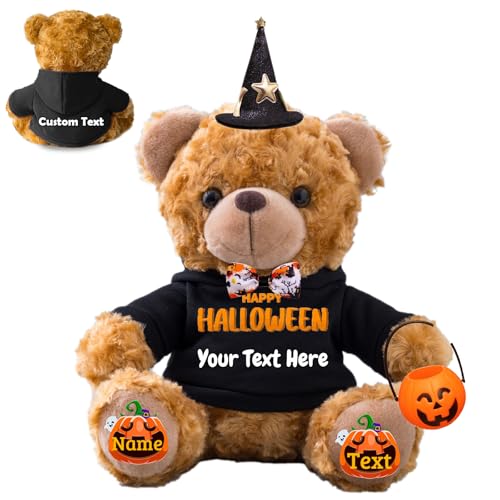 FAHOXUMR Halloween Spielzeug Teddybär für Kinder Erwachsene Plüschbär mit Text+Foto, Personalisierte Geschenke Teddybär als Geschenke für Halloween Dekoration (20 cm-Text+Foto) von FAHOXUMR