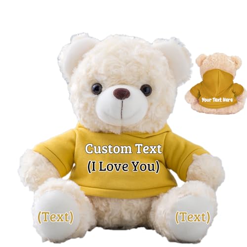 FAHOXUMR Personalisierte Geschenke Teddybär für Kinder Erwachsene, Personalisierte Bär Plüschtiere mit Text+Foto als Im Sorry Geschenke für Valentinstag Weihnachten Geburtstag (20cm-Text+Foto) von FAHOXUMR