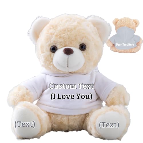 FAHOXUMR Personalisierte Geschenke Teddybär für Kinder Erwachsene, Personalisierte Bär Plüschtiere mit Text+Foto als Im Sorry Geschenke für Valentinstag Weihnachten Geburtstag (20cm-Text+Foto) von FAHOXUMR