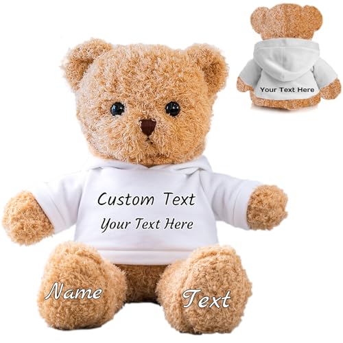 FAHOXUMR Personalisierte Geschenke Teddybär für Sie Ihn, Personalisierte Plüschtiere Plüschbär mit Text+Foto als Besondere Geschenke für Valentinstag Weihnachten Geburtstag (30cm-Text+Foto) von FAHOXUMR