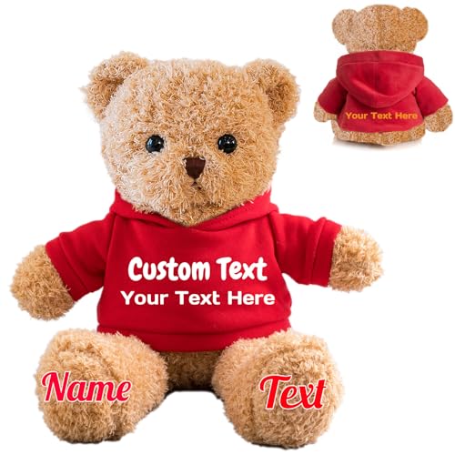 FAHOXUMR Personalisierte Geschenke Teddybär für Sie Ihn, Personalisierte Plüschtiere Plüschbär mit Text+Foto als Besondere Geschenke für Valentinstag Weihnachten Geburtstag (30cm-Text+Foto) von FAHOXUMR