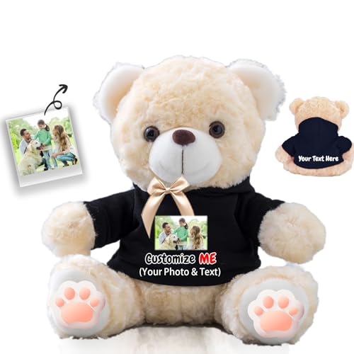 FAHOXUMR Personalisierte Geschenke Teddybär mit Schleife für Sie Ihn, Personalisierte Bär Plüschtiere mit Text+Foto als Im Sorry Geschenke für Valentinstag Weihnachten Geburtstag (20cm-Text+Foto) von FAHOXUMR