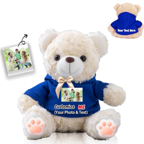 FAHOXUMR Personalisierte Geschenke Teddybär mit Schleife für Sie Ihn, Personalisierte Bär Plüschtiere mit Text+Foto als Im Sorry Geschenke für Valentinstag Weihnachten Geburtstag (20cm-Text+Foto) von FAHOXUMR