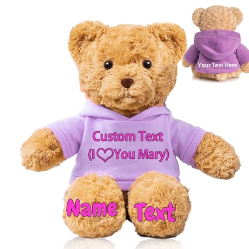 FAHOXUMR Personalisierter Teddybär für Sie Ihn, Plüschtiere Personalisierte Geschenke Plüschbär mit Text+Foto als Besondere Geschenke für Valentinstag Weihnachten Geburtstag (26cm-Text+Foto) von FAHOXUMR