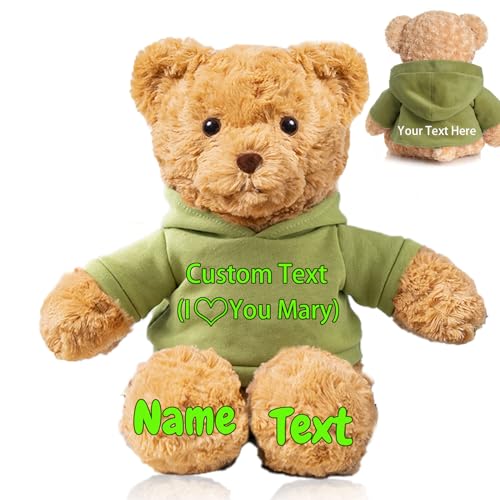 FAHOXUMR Personalisierter Teddybär für Sie Ihn, Plüschtiere Personalisierte Geschenke Plüschbär mit Text+Foto als Besondere Geschenke für Valentinstag Weihnachten Geburtstag (26cm-Text+Foto) von FAHOXUMR