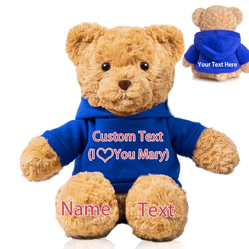 FAHOXUMR Personalisierter Teddybär für Sie Ihn, Plüschtiere Personalisierte Geschenke Plüschbär mit Text+Foto als Besondere Geschenke für Valentinstag Weihnachten Geburtstag (26cm-Text+Foto) von FAHOXUMR