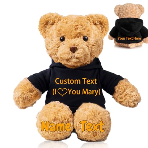 FAHOXUMR Personalisierter Teddybär für Sie Ihn, Plüschtiere Personalisierte Geschenke Plüschbär mit Text+Foto als Besondere Geschenke für Valentinstag Weihnachten Geburtstag (26cm-Text+Foto) von FAHOXUMR