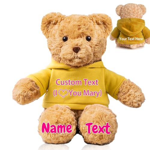 FAHOXUMR Personalisierter Teddybär für Sie Ihn, Plüschtiere Personalisierte Geschenke Plüschbär mit Text+Foto als Besondere Geschenke für Valentinstag Weihnachten Geburtstag (26cm-Text+Foto) von FAHOXUMR