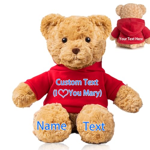 FAHOXUMR Personalisierter Teddybär für Sie Ihn, Plüschtiere Personalisierte Geschenke Plüschbär mit Text+Foto als Besondere Geschenke für Valentinstag Weihnachten Geburtstag (26cm-Text+Foto) von FAHOXUMR