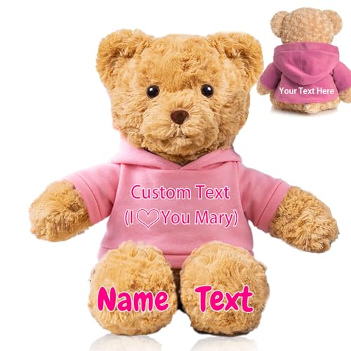 FAHOXUMR Personalisierter Teddybär für Sie Ihn, Plüschtiere Personalisierte Geschenke Plüschbär mit Text+Foto als Besondere Geschenke für Valentinstag Weihnachten Geburtstag (32cm-Text+Foto) von FAHOXUMR