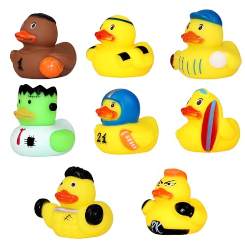 FAINCA 8 Stück Badeenten, Kreative Sportserie Quietscheente, Gummiente Badespielzeug Niedliche, Quietschente, Rubber Duck, für Baby-Duschen, Strände, Schwimmbäder, Badewannen von FAINCA