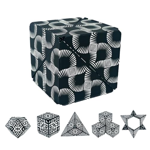 FAINCA Zauberwürfel, 3D Rubiks Cube, Rubiks 3D Puzzle, Magic Cube Antistress Spielzeug, Formwechsel Zauberwürfel, Zauberwürfel Magnetisch, Herausforderndes und Denkspiel (Schwarz Weiß) von FAINCA