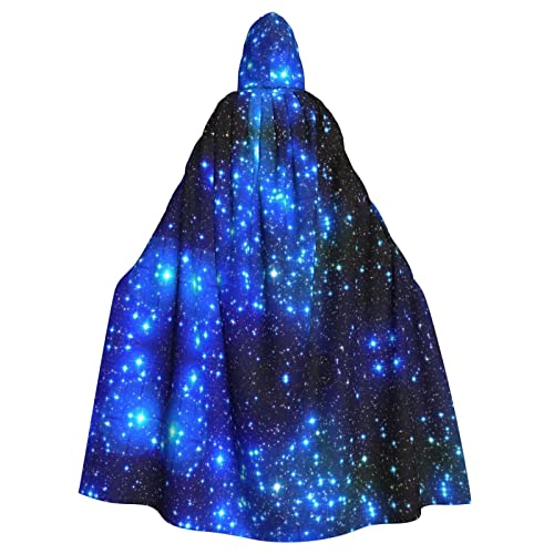 FAIRAH Blauer glänzender Sternen-bedruckter Erwachsenen-Umhang, dekorativer Umhang, mit Kapuze, Unisex von FAIRAH