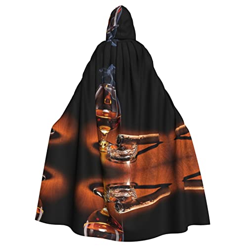 FAIRAH Cigar And Whiskey Print Hooded Cloak Women Men Halloween Dress Up Party Cosplay Costumes von FAIRAH