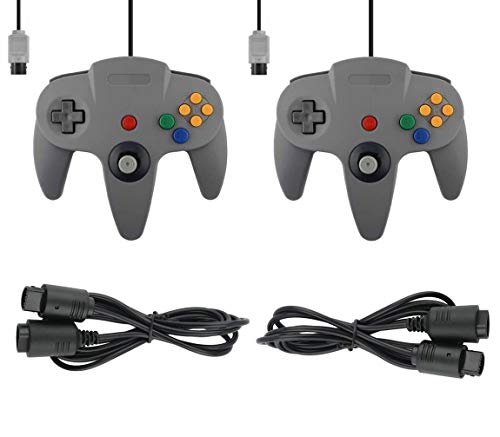 Doppelpack Controller passend für Nintendo 64 N64 Grau mit Verlängerungen Gamepad Joypad von FAIRY TAIL & GLITZER FEE