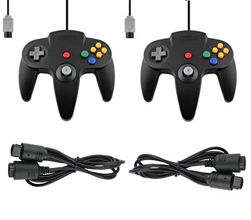 Doppelpack Controller passend für Nintendo 64 N64 Schwarz mit Verlängerungen Gamepad Joypad von FAIRY TAIL & GLITZER FEE