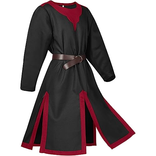 FAIRYRAIN Herren Mittelalterliche Kreuzritter Templer Tunika Halloween Karneval Renaissance Viktorian Wappenrock Krieger Cosplay L von FAIRYRAIN