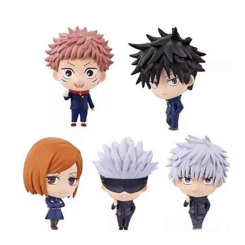 5 Stück Anime Figuren Statue, Mini Gojo Satoru Figur Itadori Yuji Modell Spielzeug Kuchendekoration Niedliche Figur Spielzeug Sammlerstück Schreibtischdekoration für Fans von FAKKA