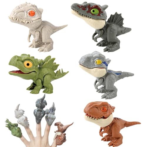 5 Stück Dinosaurier Biss Finger Spielzeug, Dinosaurier Finger Spielzeug, Kleine Dinosaurier Figuren, Interaktive Kinderpartyspielzeug für Kinder, Jungen und Mädchen von FAKKA