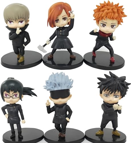 6PCS Anime Figur Gojo Satoru/Megumi/Itadori.Yuuji/Kugisaki Nobara Q Version Action Figur Mini 9cm Anime PVC Figurine Statue Model Desktop Ornament Collectible von FAKKA