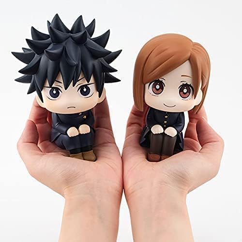 Anime Jujutsu Kaisen Figur Q Version 3,5"/9cm, Gojo Satoru sitzend Look Up Figur PVC Spielzeug Geschenke (Fushiguro & Kugisaki) von FAKKA