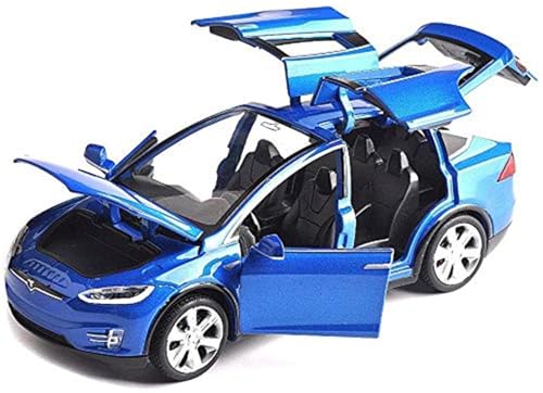 FAKKA Auto-Model für Tesla X 90 1:32 Autolegering mit Ton und Licht auch als Spielzeugauto mit Rückziehfunktion für Kinder Geschenk(blau) von FAKKA