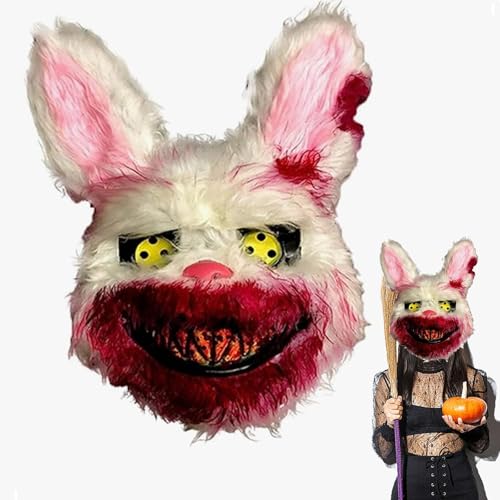 FAKKA Blutige Kaninchen Maske,Halloween Bunny Maskes,Horror Hasenmaske Für Kinder Erwachsene, Gruselig Halloween Hasenmaske,für Halloween Kostüm Karnevalsparty Cosplay Maskerade von FAKKA