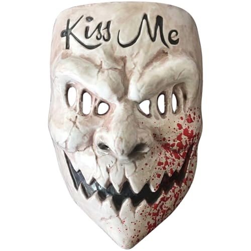 FAKKA Halloween Masken,Halloween Maske Herren Halloween Horror Maske Horror Grusel Scary Smiling Anonyme Demon Scary Clown Cosplay Party von FAKKA