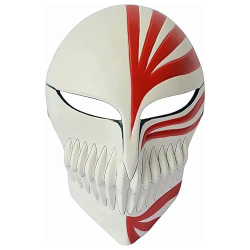 FAKKA Ichigo Kurosaki Maske, Scary Grim Reaper Halloween Mask, Resin Face Cover with Adjustable Strap, Accessories Party Performance Cosplay, Halloween Motto Party, Spukhaus von FAKKA